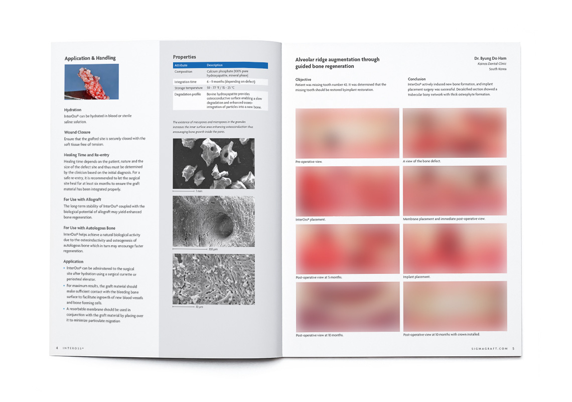 The booklet spread on pages showing information about the product.