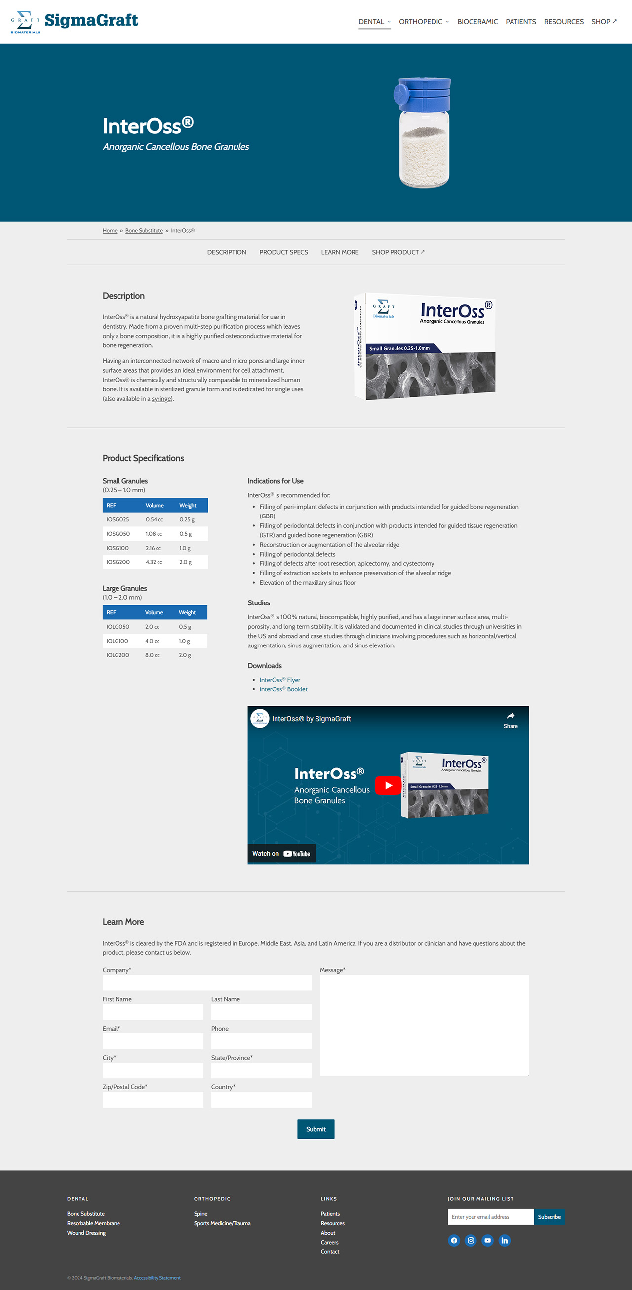 The entire length of an individual product page shown in one screenshot.