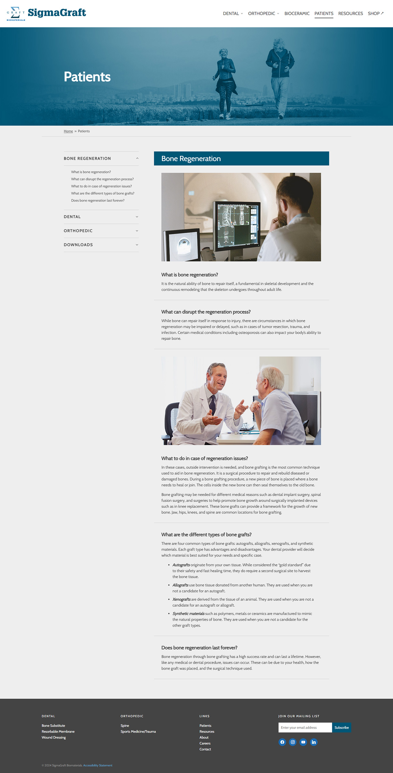 The entire length of informational page for patients shown in one screenshot.