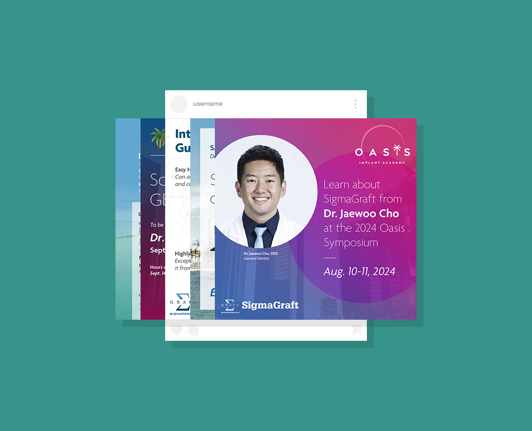 A Social Media Post and previews of various others.